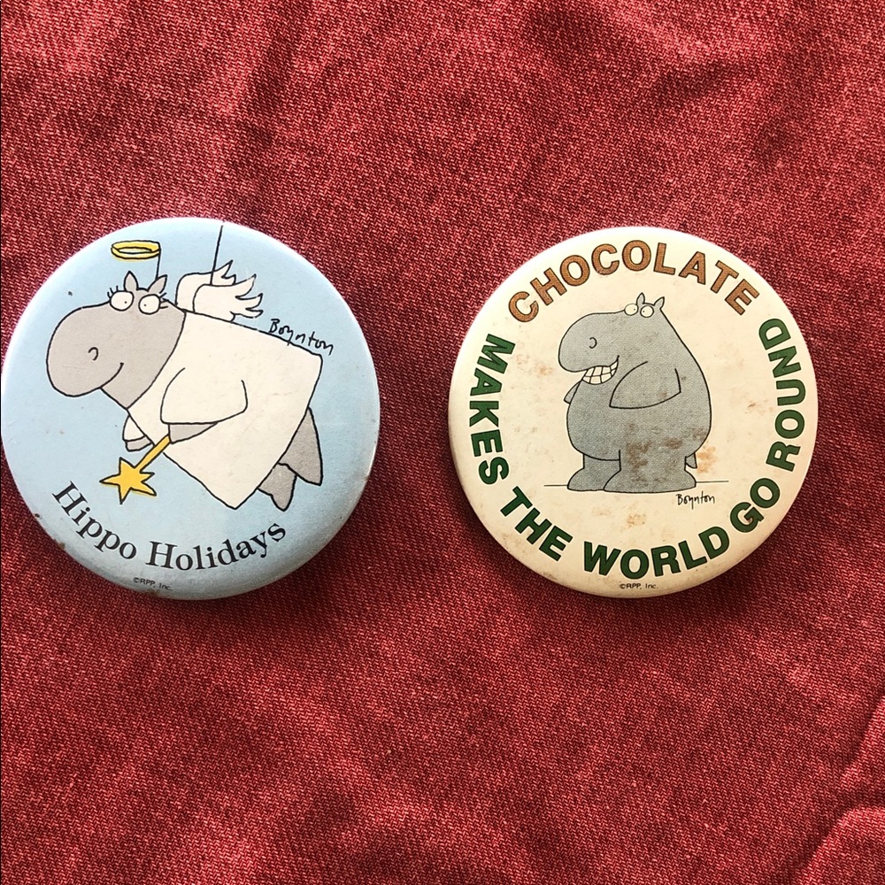 Vtg Boynton hippo pins buttons